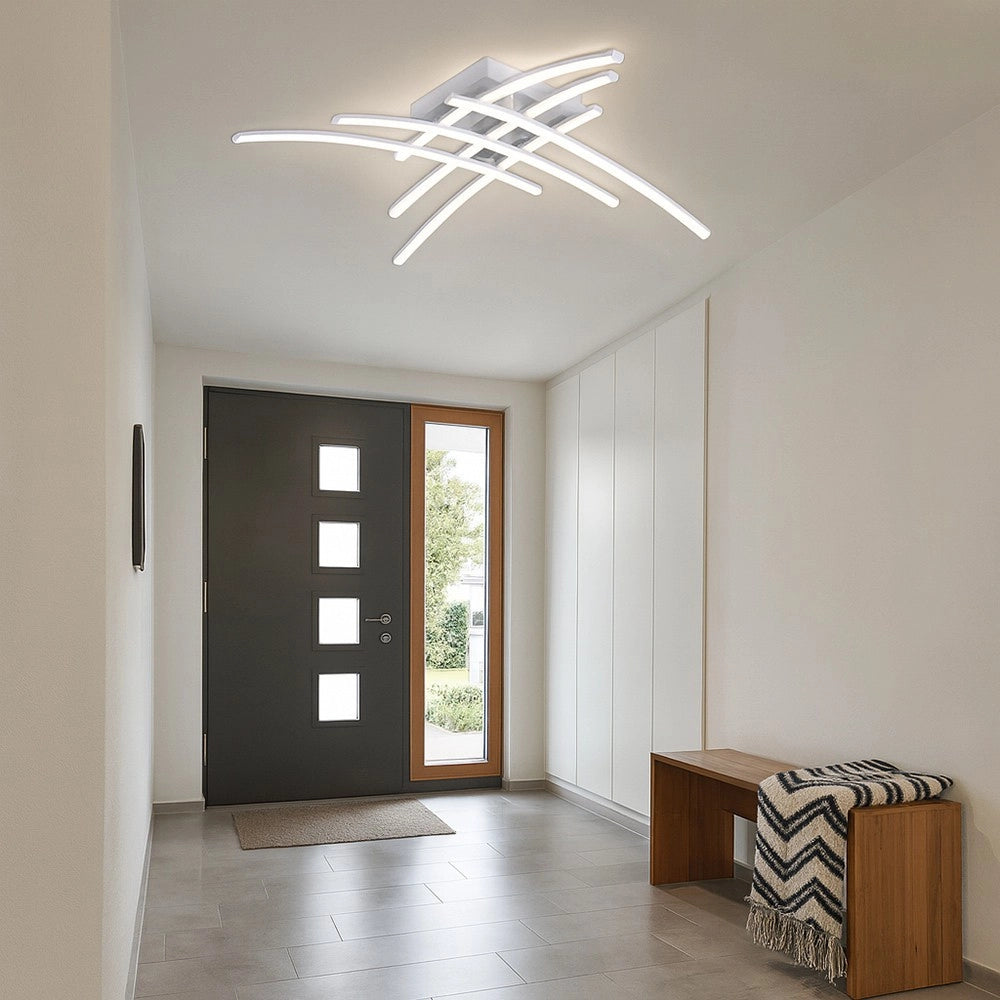 Plafoniera LED da soffitto 36W con 6 fasce curve CCT design moderno per soggiorno salotto e open space