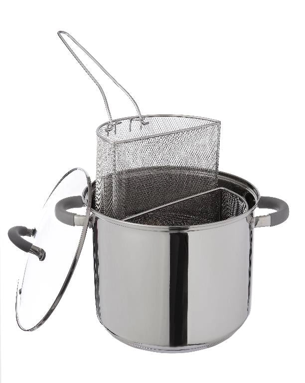 Pentola Bipasta Cuociscola anche Induzione con Coperchio in Vetro 24 cm