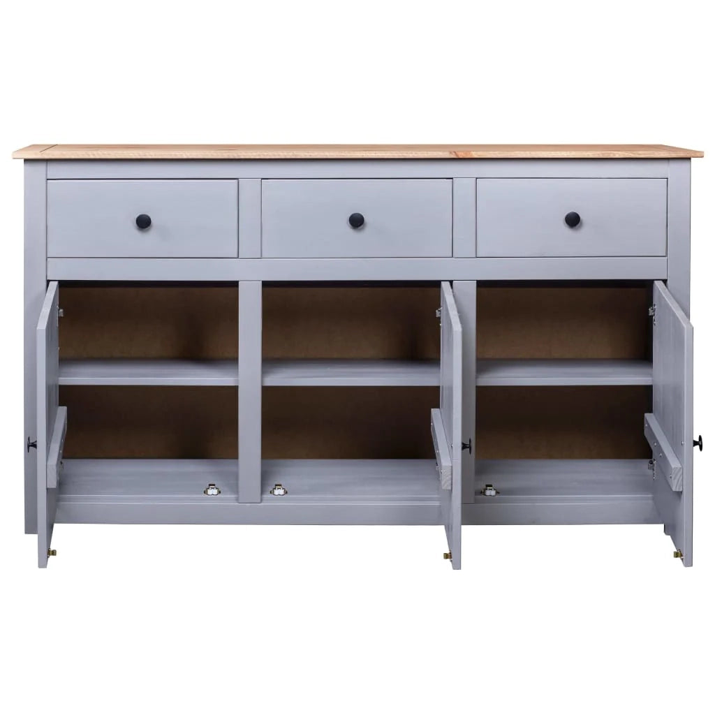 Buffet credenza cassettiera armadio mobile contenitore organizer per cucina soggiorno salotto 135 x 40 x 80 cm Pino massiccio assortimento grigio Panama 02_0031782