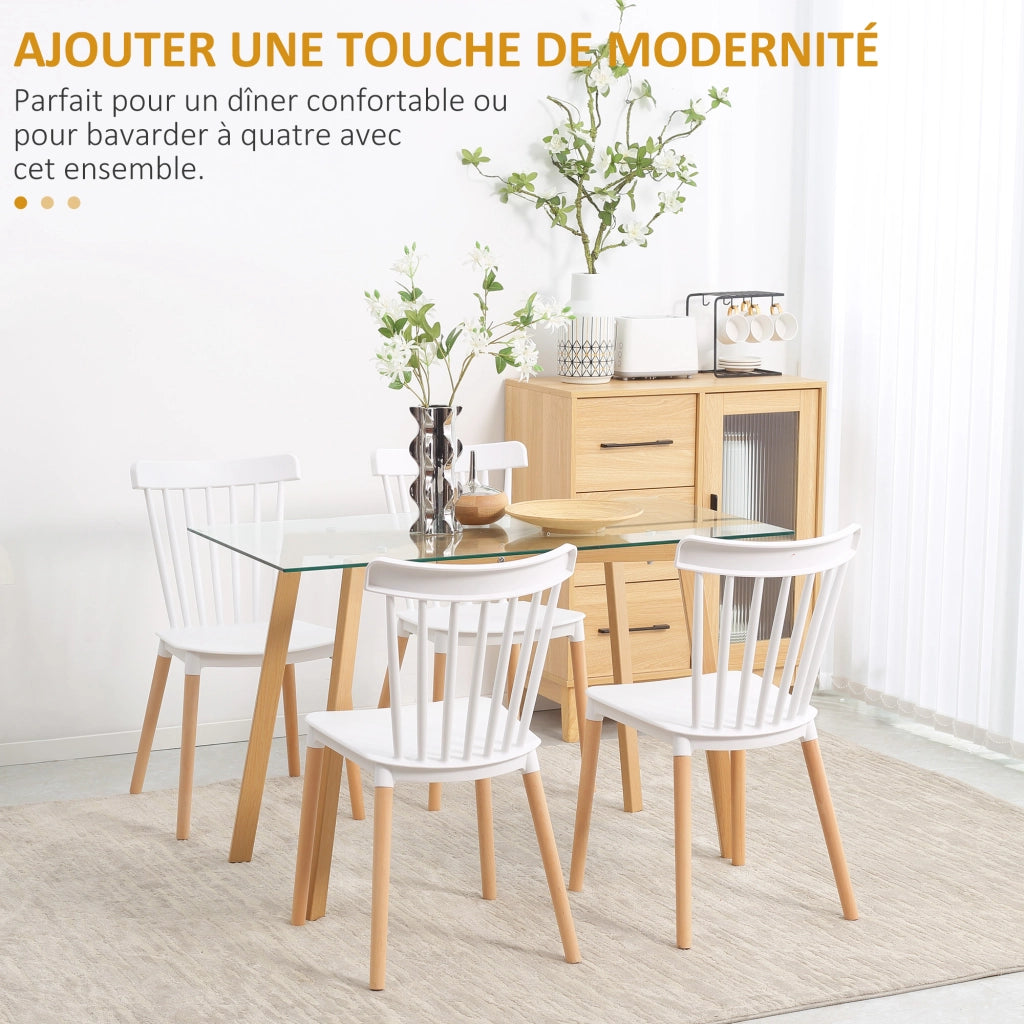 Set 4 Sedie Scandinave Schienale Alto ¨C Xylo ¨C Polipropilene Bianco Gambe Legno Hevea