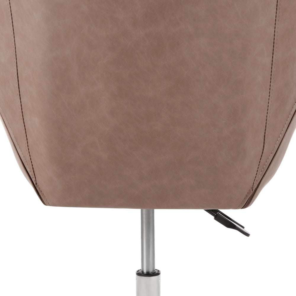 Sedia da ufficio in ecopelle marrone chiaro girevole altezza regolabile stile moderno home office
