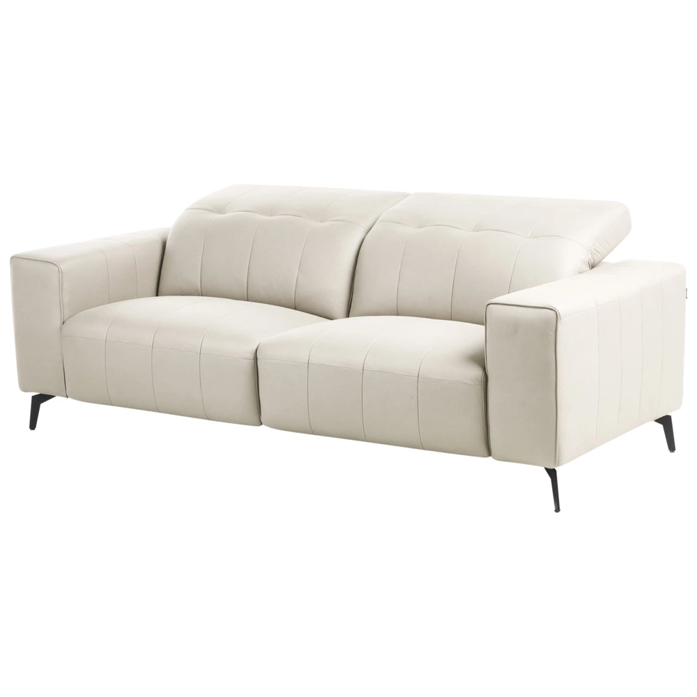Divano in ecopelle con poggiatesta regolabile e gambe in metallo Beige stile moderno