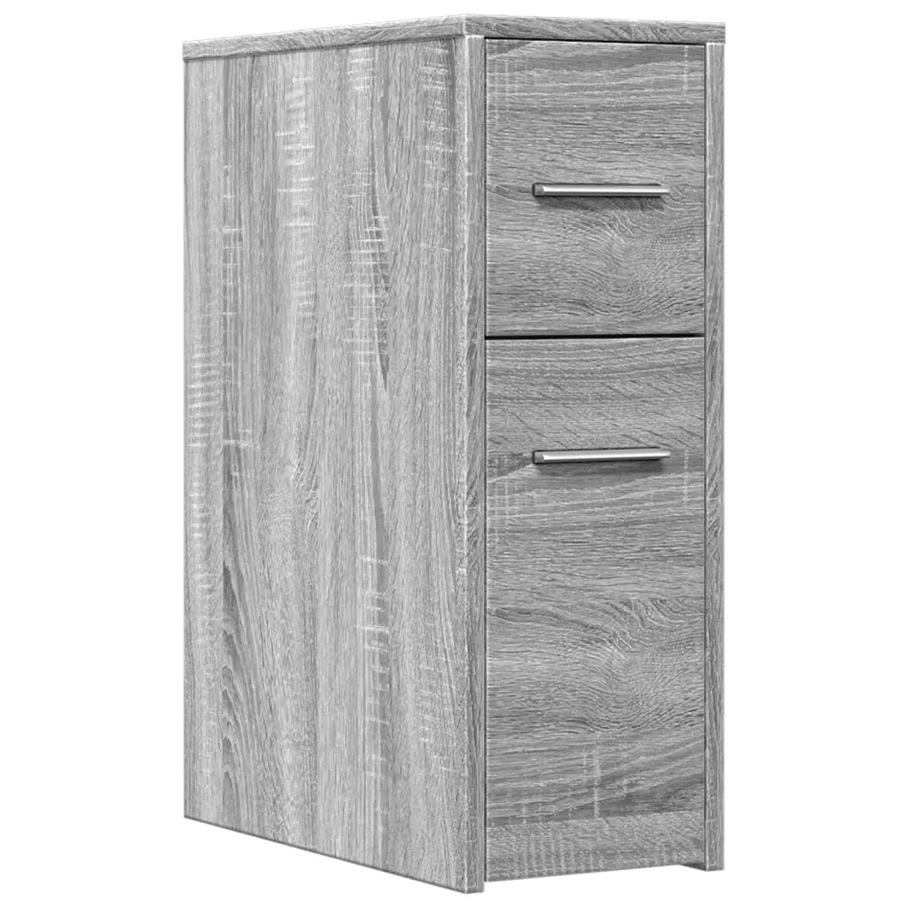 Mobiletto da bagno stretto con ruote contenitore 22 x 44 x 61,5 cm stile moderno e pratico legno composito grigio 02_0050651