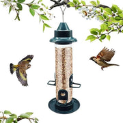 Casa Alimentatore per Uccelli - Resistente ai Roditori - Sospesa - Alimentatore per Uccelli con Braccio Regolabile - 4 Porte di Alimentazione - Plastica - 33x13cm - Alimentatore per Uccelli