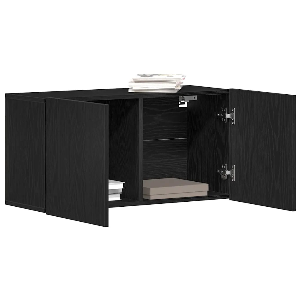 Mobile TV Rovere Nero 80x30x41 cm in Legno Massello 862196