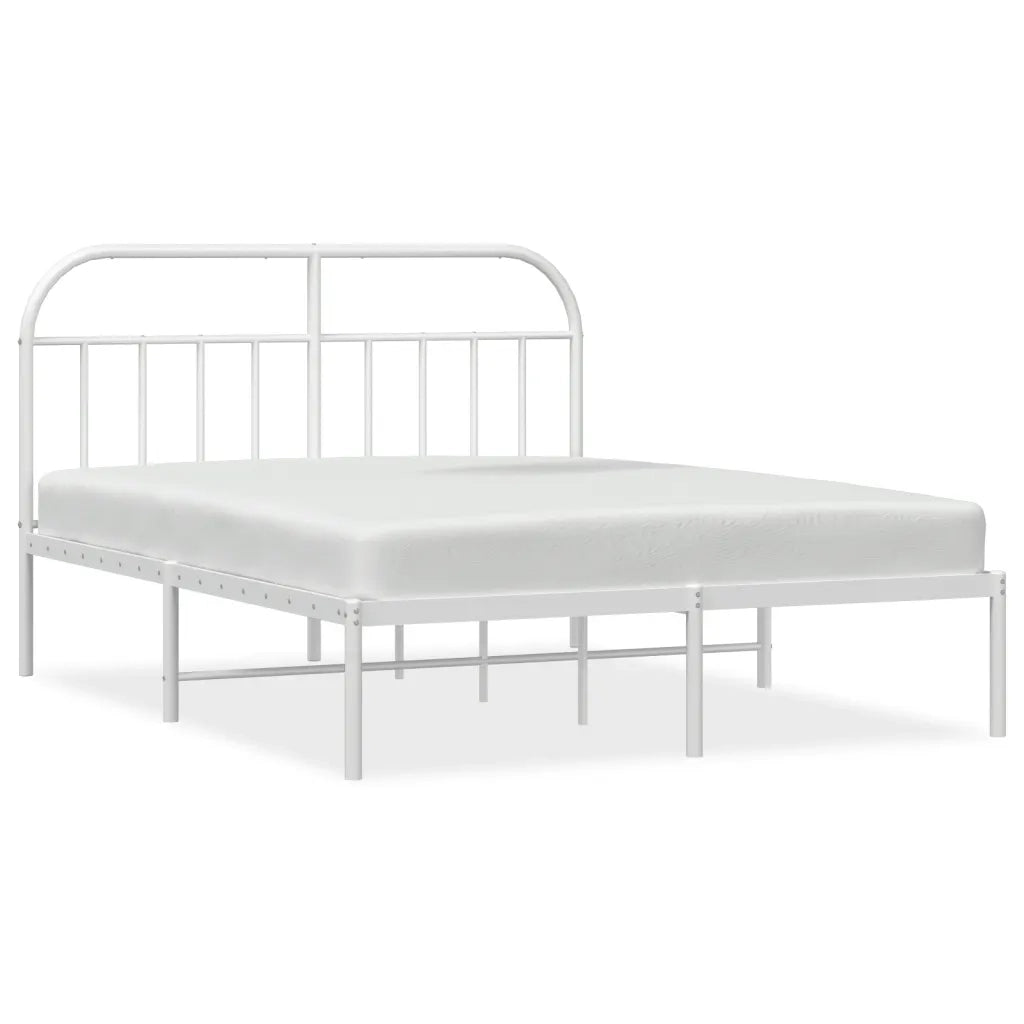 Giroletto con Testiera-Struttura Letto con testiera Metallo Bianco 140x190 cm 999372