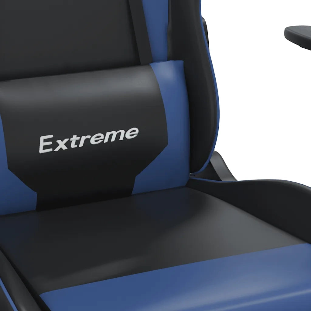 Sedia da Gaming | Sedia da e-sports Massaggiante Nero e Blu in Similpelle