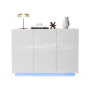 Credenza con 3 ante; ripiani regolabili e LED - per soggiorno - 120×40×75 cm