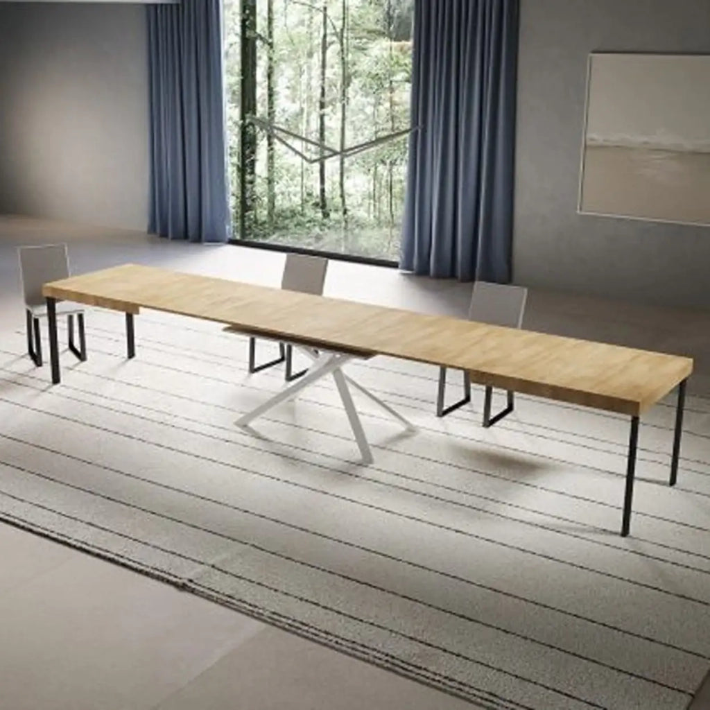 Tavolo allungabile 200/460x90 cm Niket colore quercia natura gambe bianche