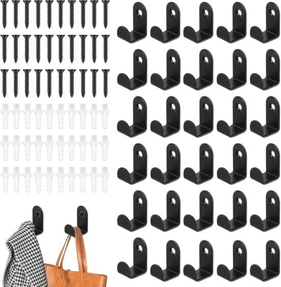 30 Stuks Haken di Metallo per Appendiabiti per Parete in Camera da Letto, Bagno e Salotto - Ideali per Giacche, Asciugamani e Abbigliamento
