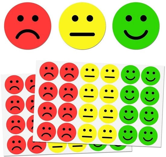 Etichette 600 pezzi - Stickers emotivi - Autoadesivi - Rosso/Giallo/Verde - 25 fogli - Ideali per insegnanti/genitori