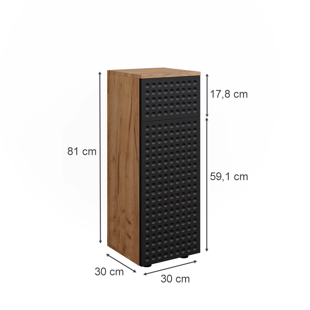 Vicco Mobile midi Antracite puntinato 30 x 81 cm con 1 cassetto, 2 scomparti, bagno