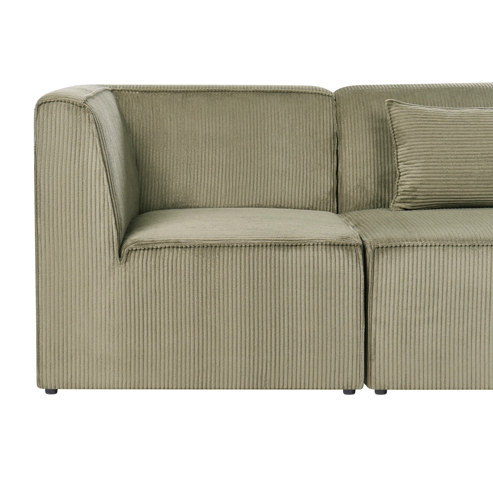 Divano modulare lato sinistro 4 posti in Velluto a coste verde design moderno soggiorno