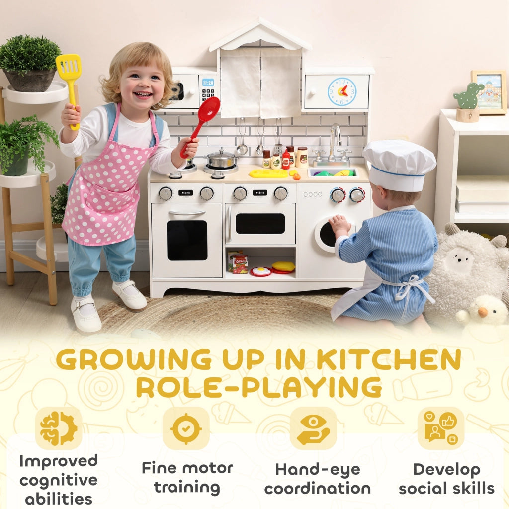 Cucina giocattolo per bambini con forno lavello e suoni ¨C zephmum ¨C bianco