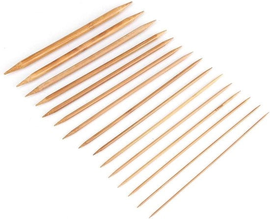 Set di punteruole in bambù - 15 misure - punte doppie - bambù - 2mm a 10mm