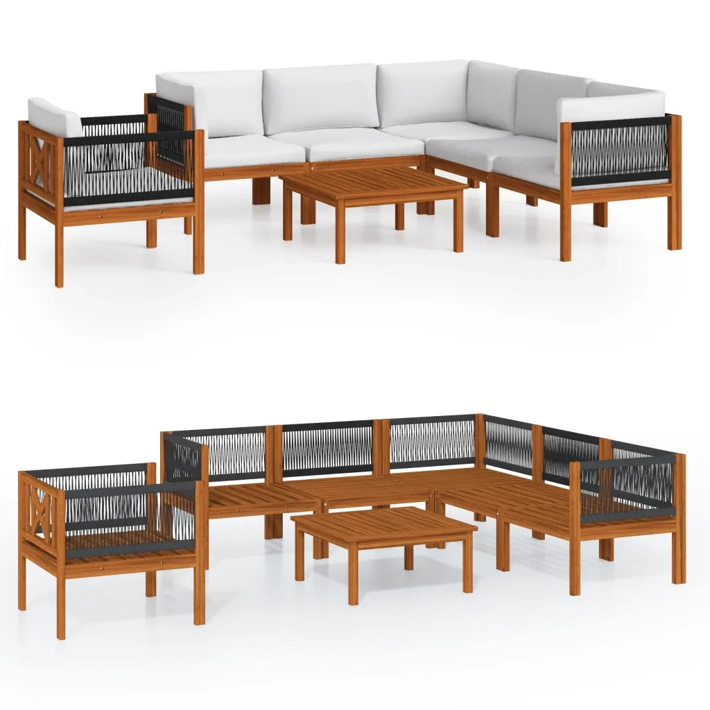 Set Divani da Giardino 7 pz con Cuscini Crema Massello Acacia cod mxl 37839