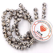 Kralen con cordino per la creazione di accessori personalizzati Pietre decorative da utilizzare per la creazione di gioielli Armband energetico 6 mm = 128 pezzi e 1 rotolo di cordino Dalmatiër 6 mm