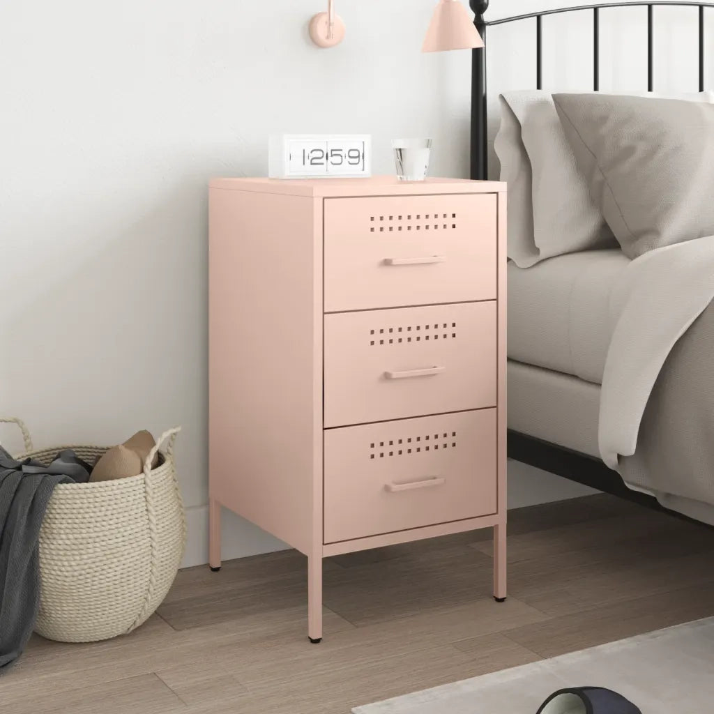 Comodino | Armadio da Notte | Mobiletto da notte Rosa 36x39x68 cm in Acciaio