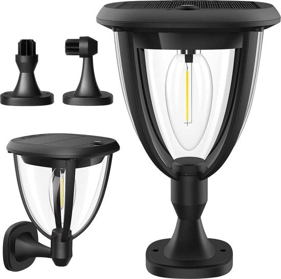 Decorazione esterna - 2 pezzi di lampada solare per energia solare giardino - IP65 impermeabile all'acqua - 2800 K bianco-abbagliante - lampada da parete per cortile - corridoio - cancello - balcone