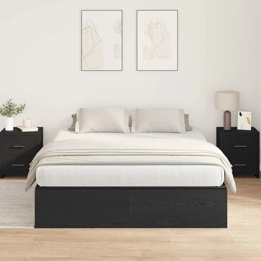 Struttura letto con contenitore Rovere Nero 140 x 190 cm 3335430