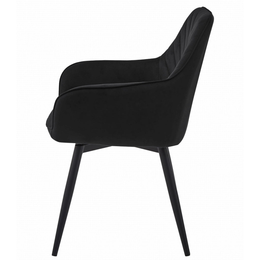 Sedia girevole Nana360 in velluto nero con gambe in metallo