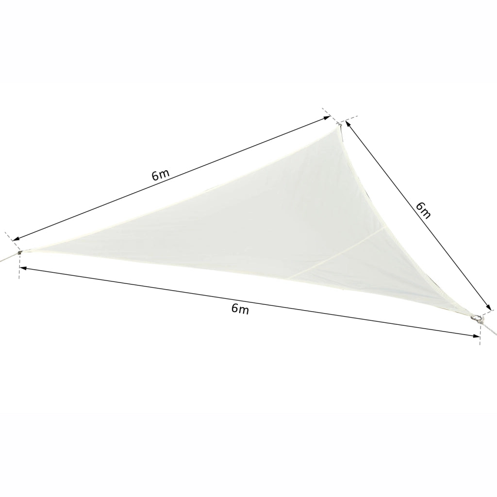 Easycomfort Tenda a vela Tendone parasole triangolare in poliestere (colore: bianco, dimensione: 6x6x6m)