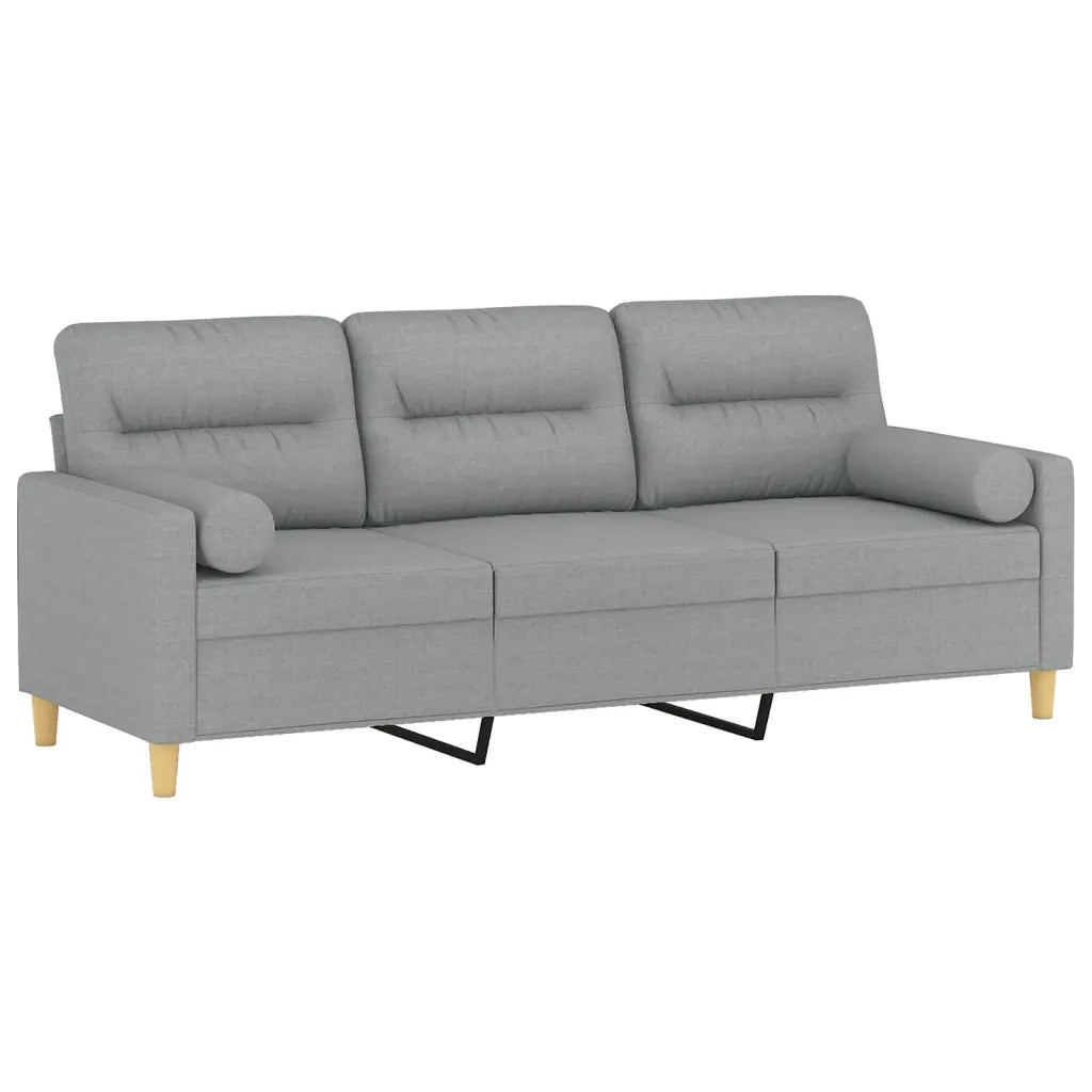 Divano a 3 Posti con Cuscini Grigio Chiaro 180 cm in Tessutocod mxl 126826