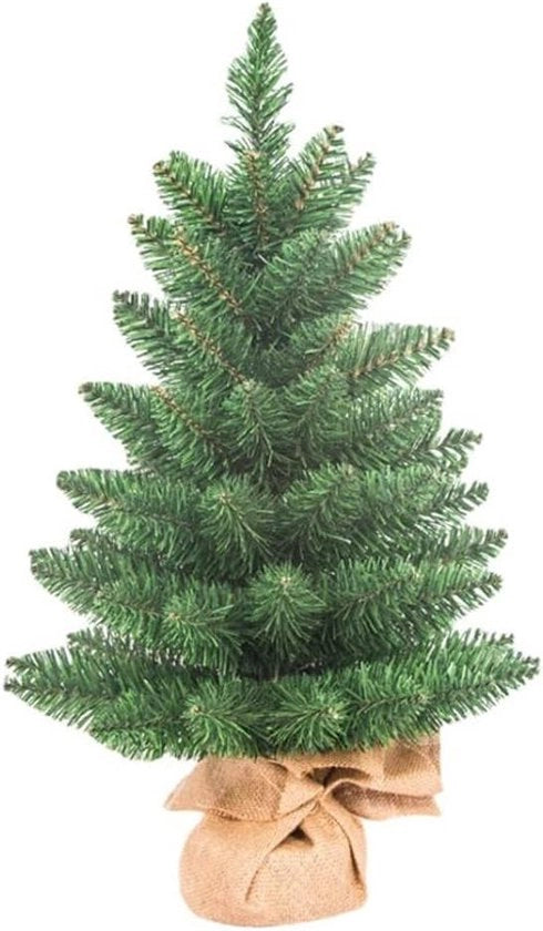 Albero di Natale in Kunststoff da 60 cm con Base in Lino - Decorazione di Natale Miniatura - Decorazione di Natale per la Cucina e la Sala da Pranzo .
