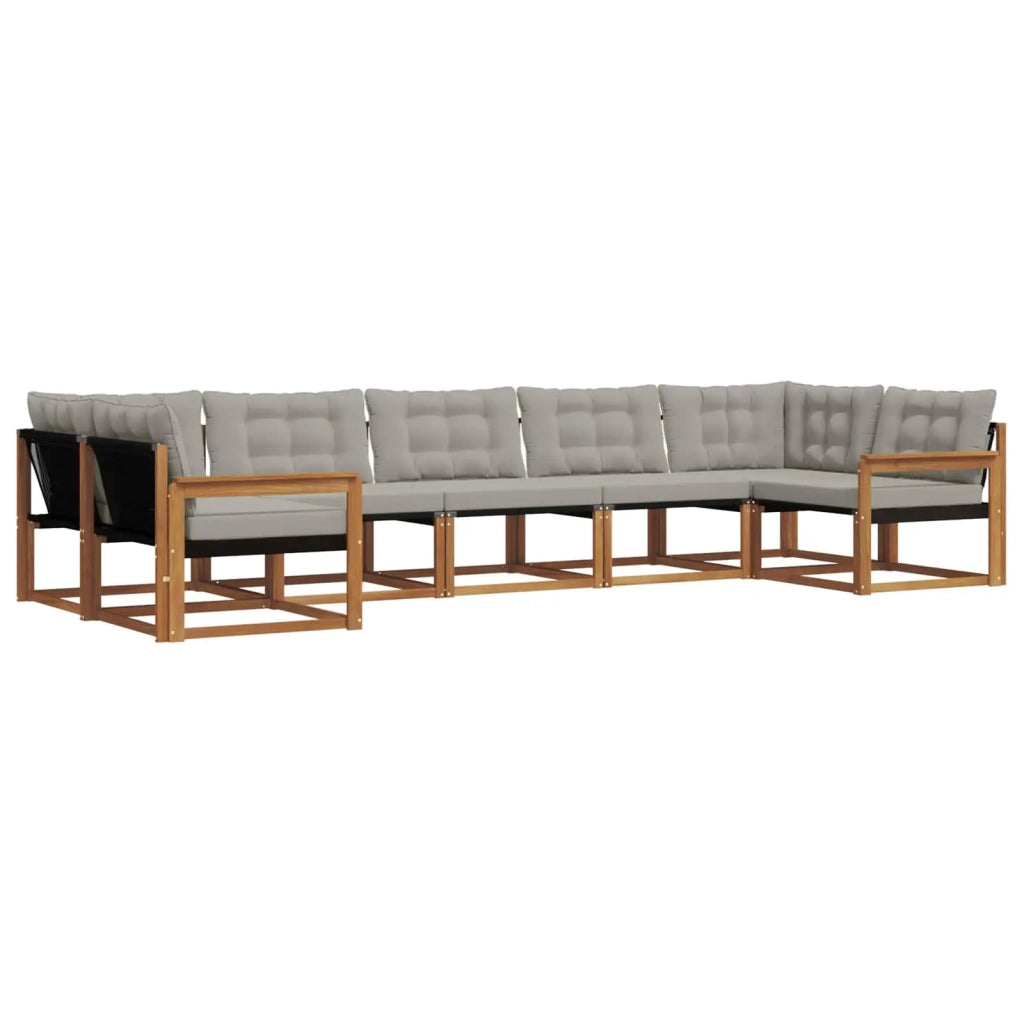 Set di divani da esterno 7 pcs Grigio Naturale e Chiaro