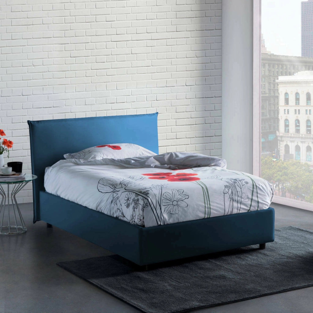 Anyta, Letto Piazza e Mezza Sfoderabile Made in Italy, blu