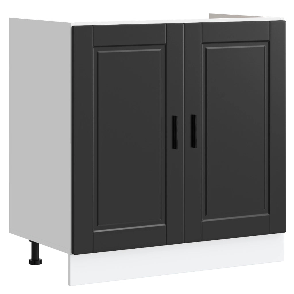 Mobile Sottolavello  "Porto" con Lavello Nero 80x46x84,5 cm in Legno Ingegnerizzato