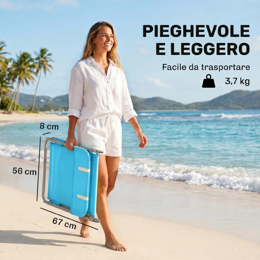 Lettino Pieghevole con Schienale Reclinabile e Cuscino ¨C zephmum ¨C Grigio 182x56x24.5 cm