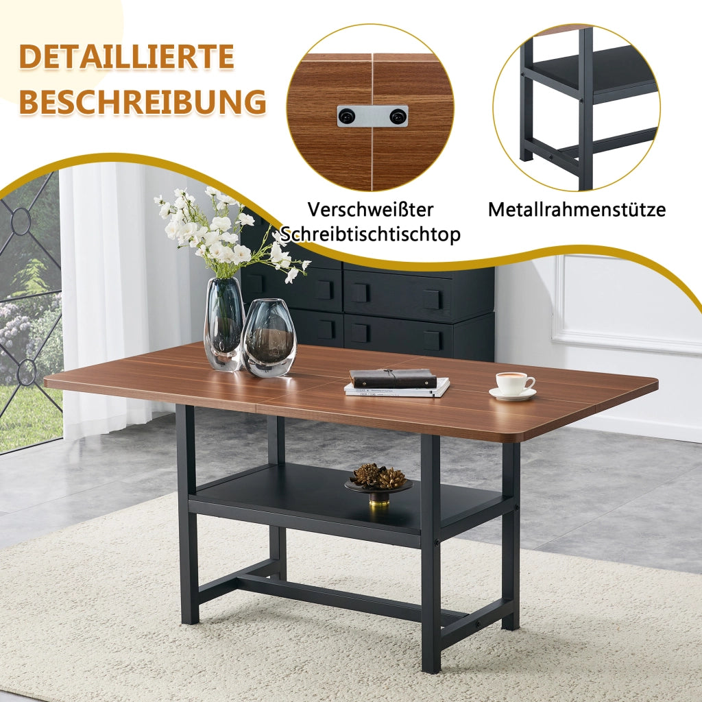 Tavolo da pranzo per 4-6 persone con ripiano contenitore stile moderno per cucina e sala da pranzo 160 × 90 × 76 cm