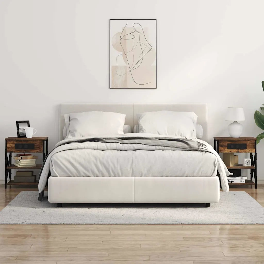 vidaXL Comò con stazione di ricarica con lo scaffale 2 pcs Rovere fumo