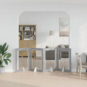 Cancello per cani pieghevole con supporti 4 pcs Grigio Sonoma 892046