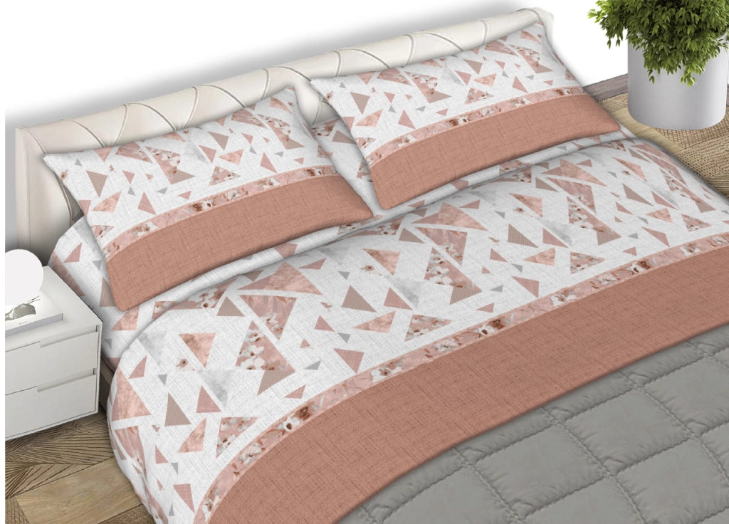 Completo Lenzuola Letto 100% Cotone Made Italy Disegno Mosaico CN - Piazza e Mezza - Ruggine