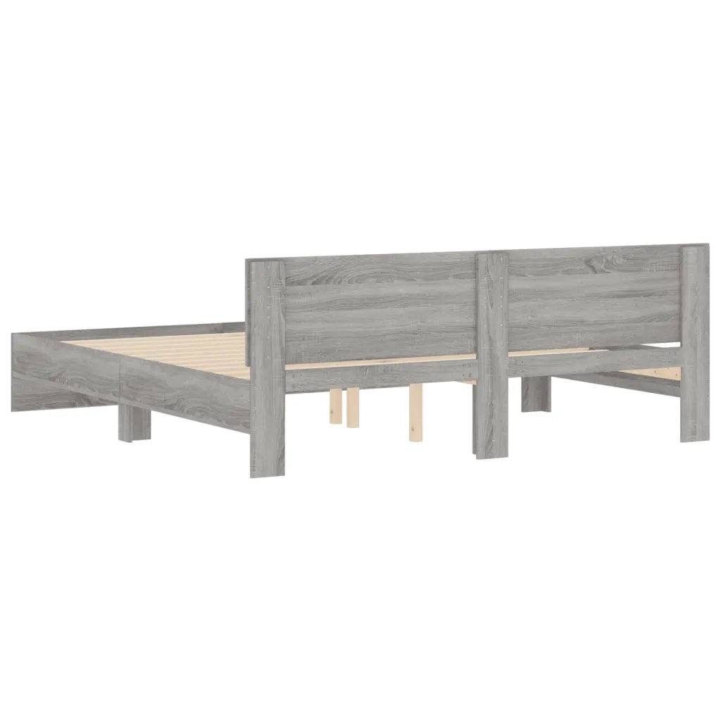 Giroletto con Testiera-Struttura Letto con testiera Grigio Sonoma 200x200 cm
