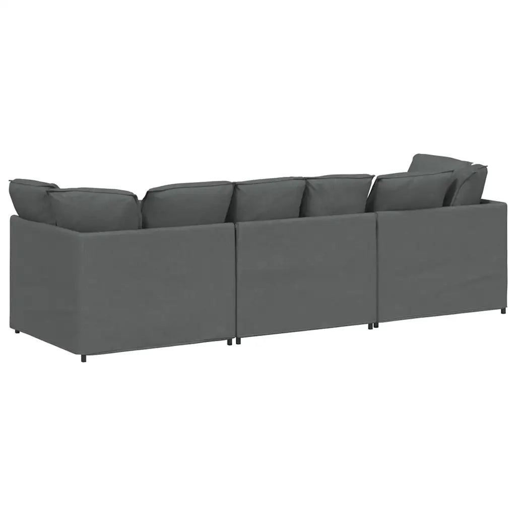 Divano Modulare con Cuscini in Tessuto Grigio Scuro 3321268