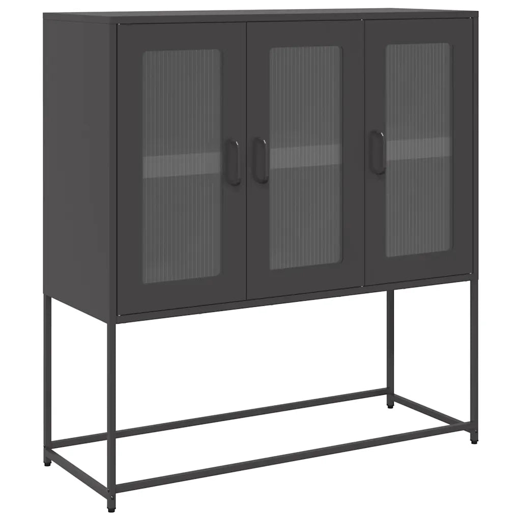Credenza Nera 100,5x39x107 cm in Acciaio Laminato a Freddo