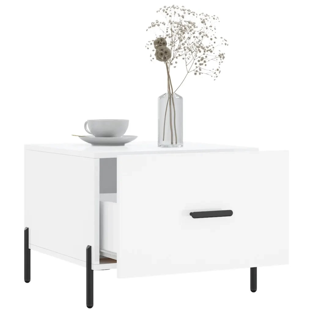 Tavolini Salotto 2pz Bianco Lucido 50x50x40cm Legno Multistrato