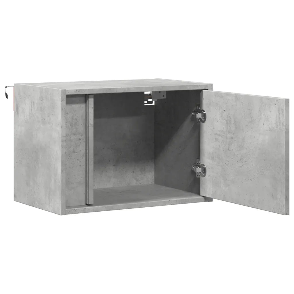 Comodino a Parete con Luci LED Grigio Cemento