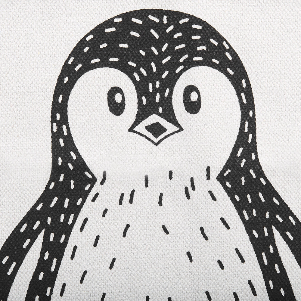 Tappeto a pelo corto bianco e Nero con stampa pinguino 60 x 90 cm per la sala giochi dei bambini