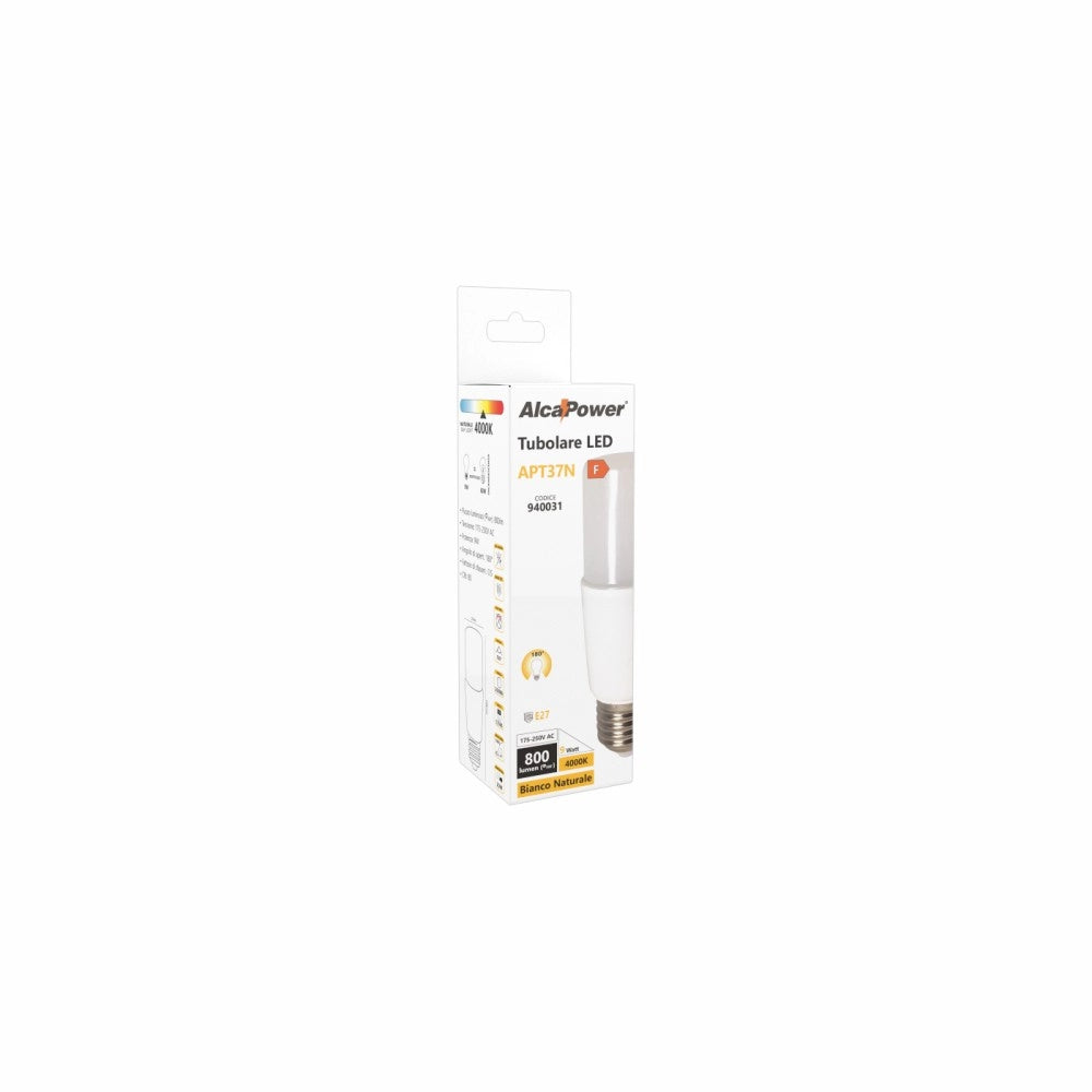 Alca power t37 9w 220v 800lm 4000k e27 lampadina tubolare a led