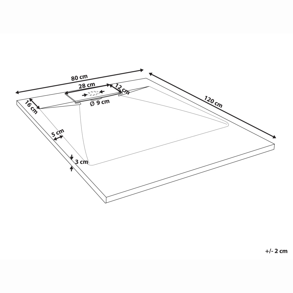 Piatto doccia con scarico nero SMC 80 x 120 x 3 cm effetto pietra naturale minimalista