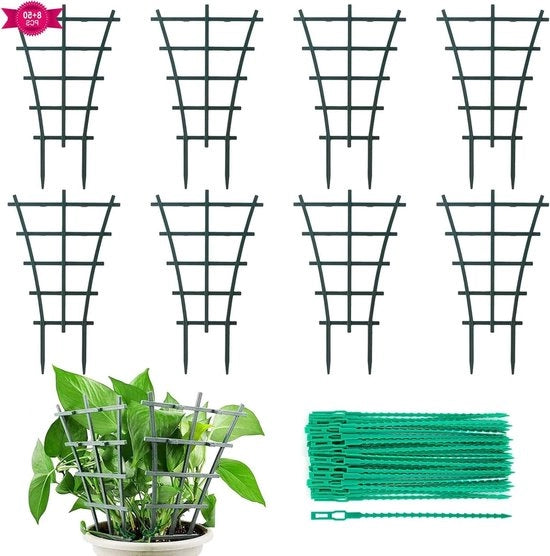 Kit di sostegno per piante da interni, 8 pezzi, con 50 fissaggi regolabili per piante da parete e da soffitto.