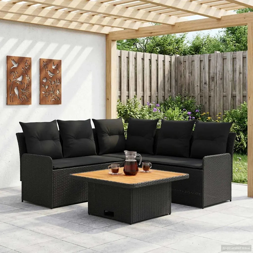 Set di Mobili 4 pz Nero Rattan in PE 3422174