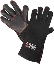 Mittens per barbecue - Guanti in pelle resistente al calore - Incluso ricamo - Nero (17896)