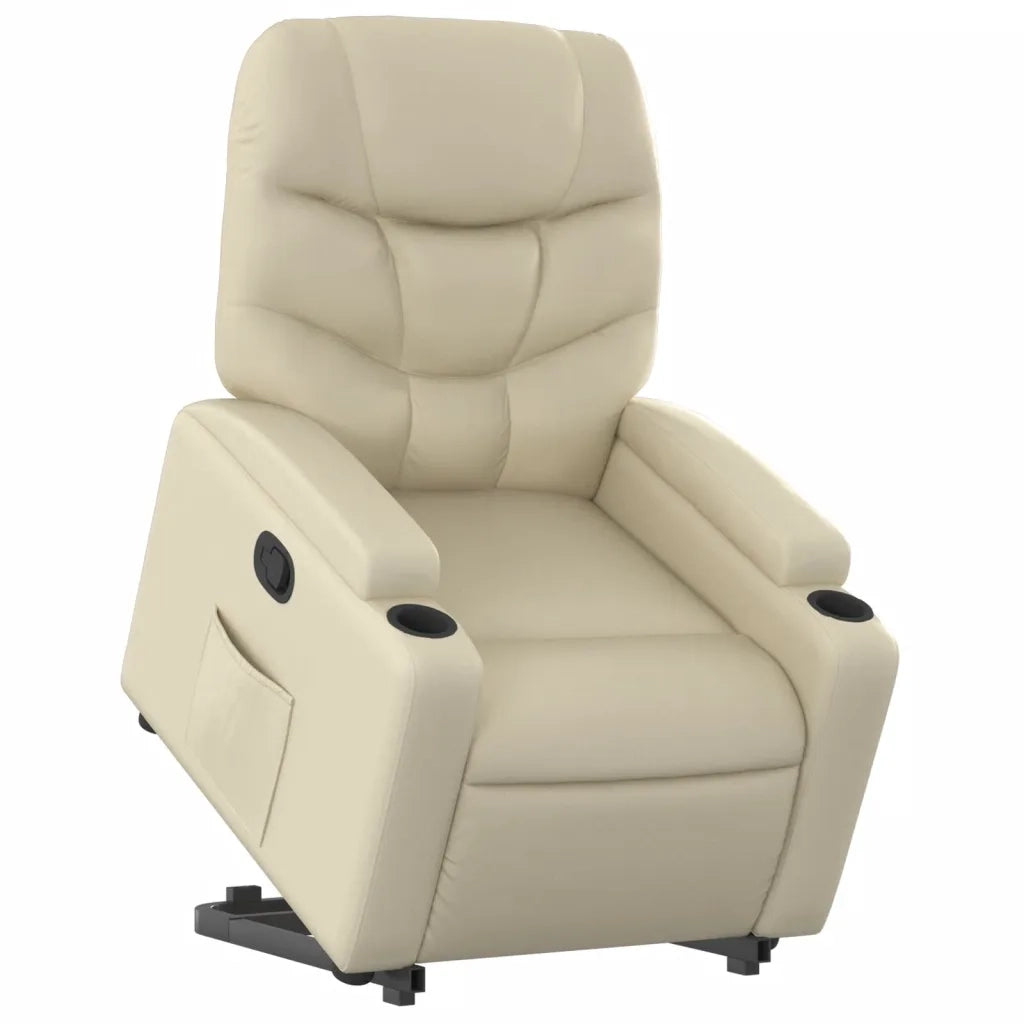Poltrona | Sedia Relax Alzapersona Reclinabile Crema in Similpelle