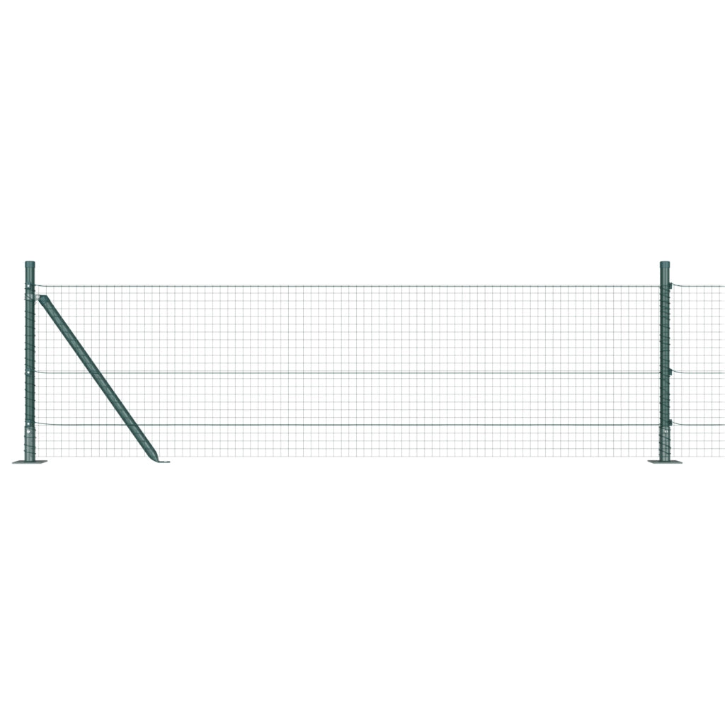 Recinzione in rete saldata con 13 pali flangiati Verde 0.4x50 m Acciaio