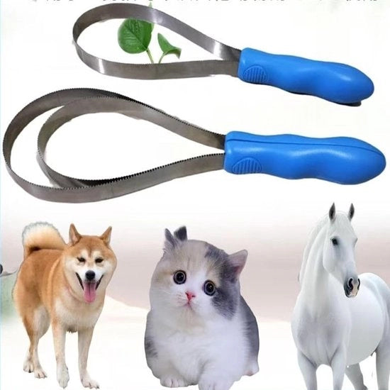 Doppio strato trattamento per capelli di animali domestici | Lama di rasatura in acciaio inossidabile per animali domestici – Adatto per capelli corti e lunghi – Maniglia morbida – Unico + doppio anello